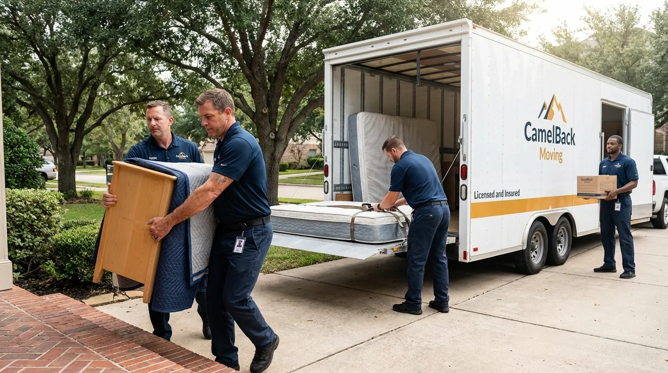 Crew loading residential truck for cross-state move from Chanhassen, MN