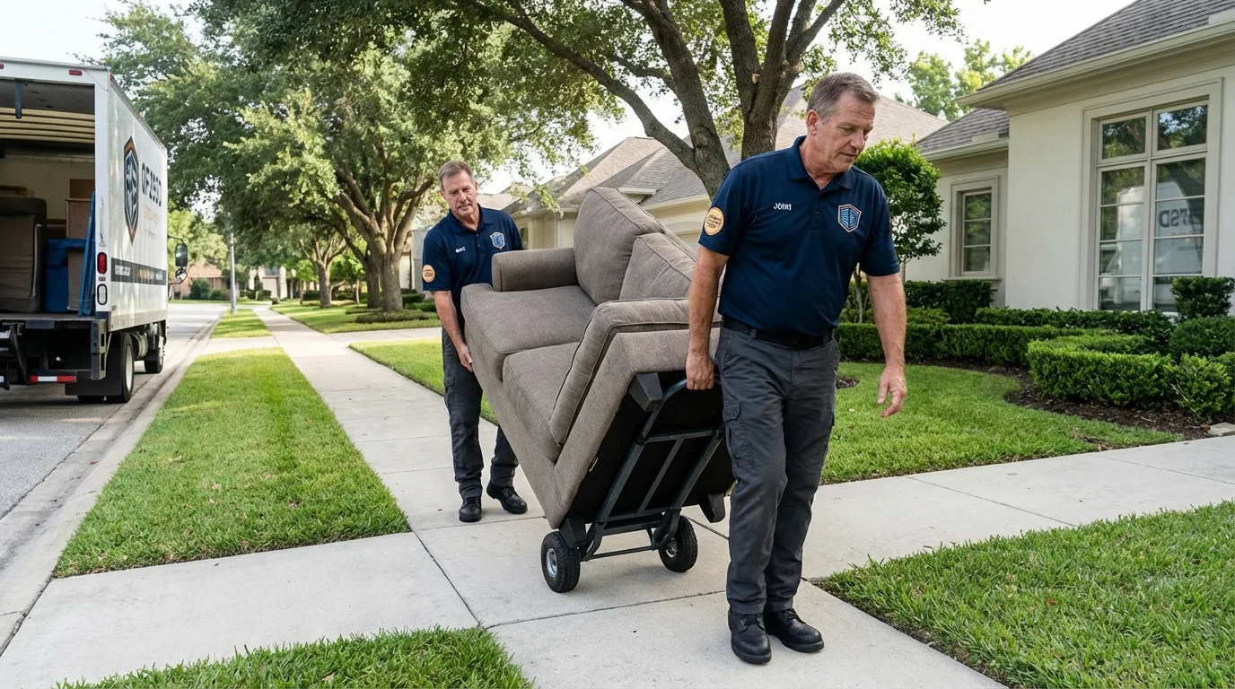 Local residential moving crew loading furniture in Chanhassen, MN