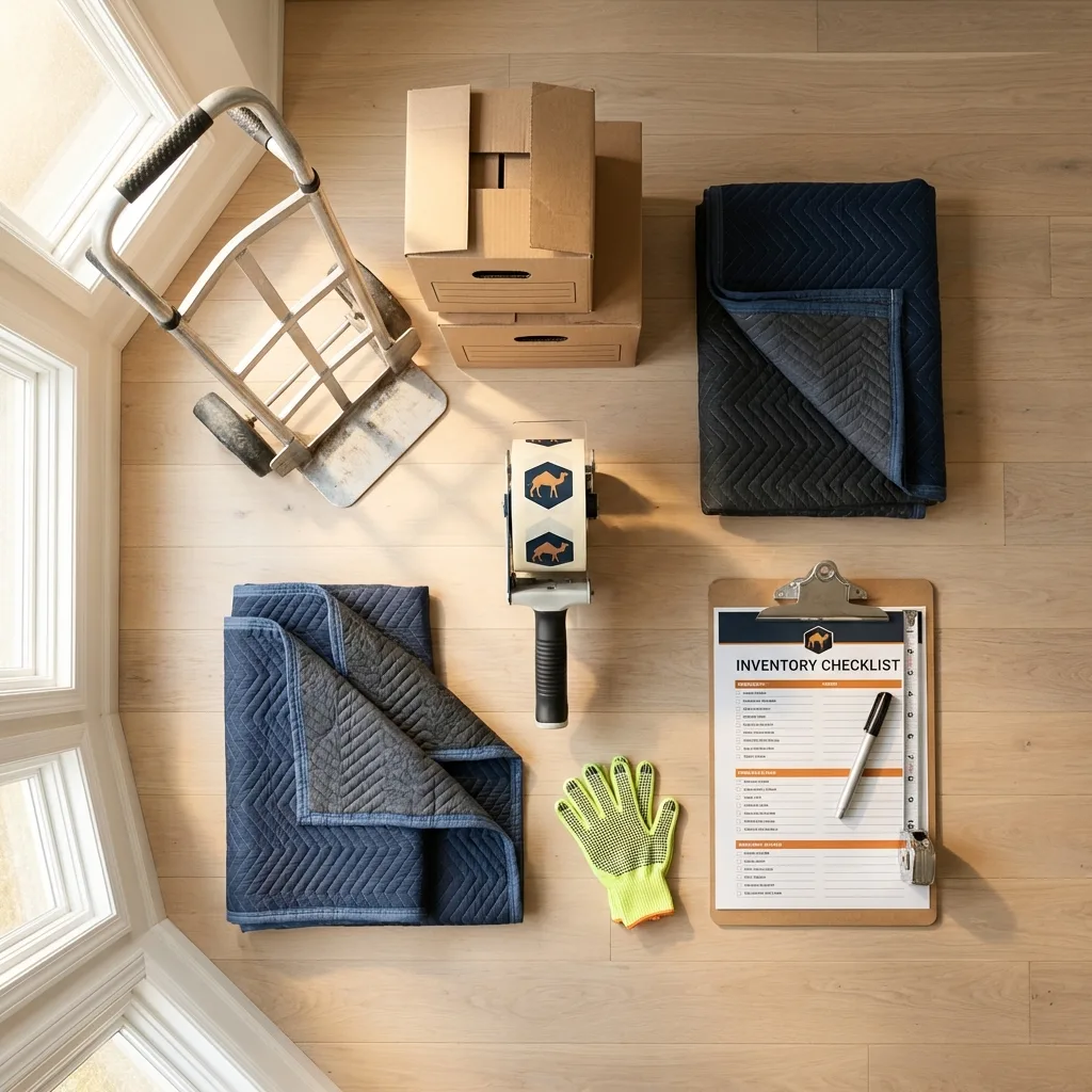 Professional moving supplies and packing materials layout for Chanhassen residential relocations